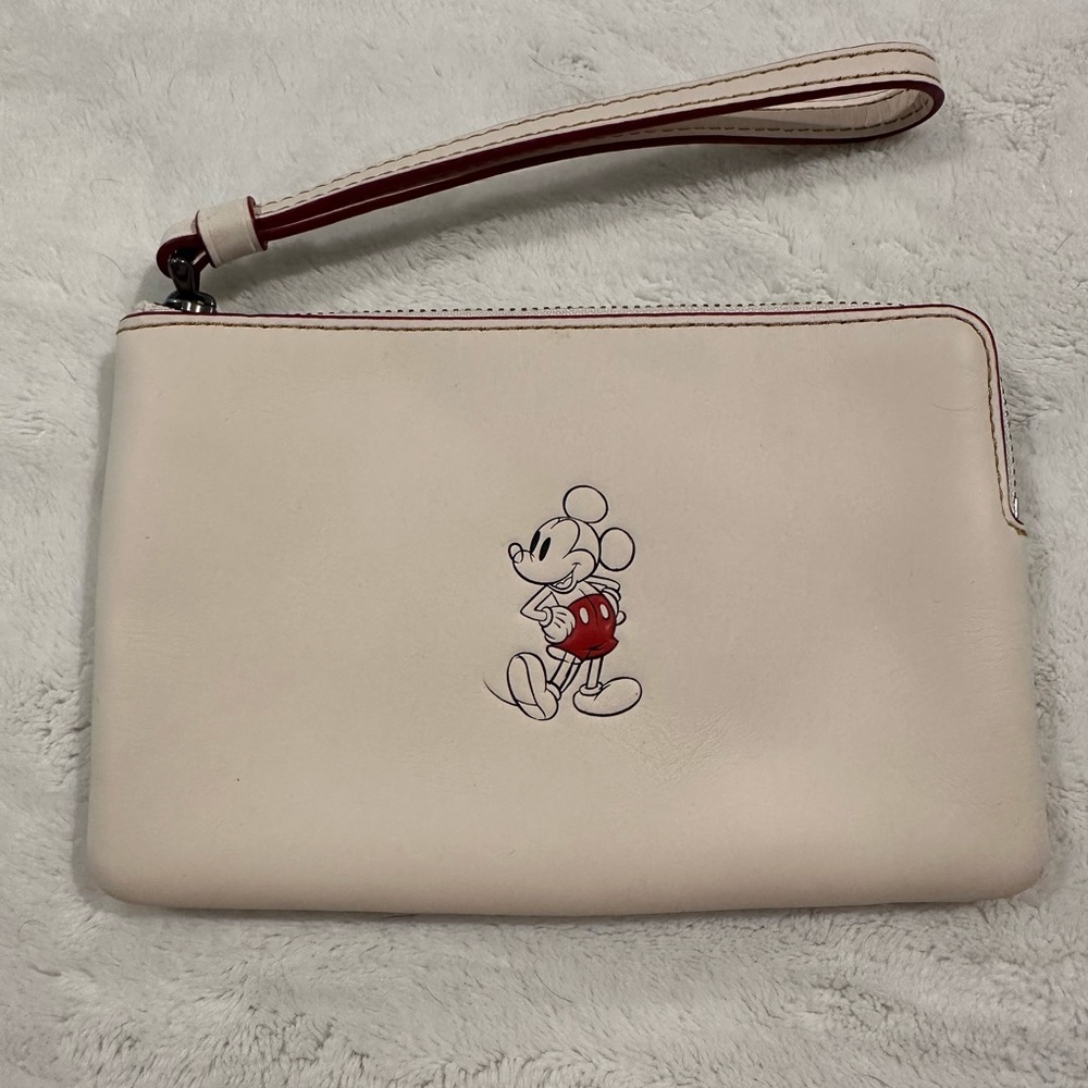 Coach x Disney Cream and Red Clutch Elegant Wristlet
